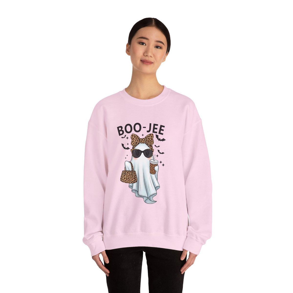 Boo-Jee Ghost Sweatshirt | Unisex Halloween Crewneck, Cozy Fall Fashion, Cute Ghost Design, Perfect for Parties, Spooky Season Gift