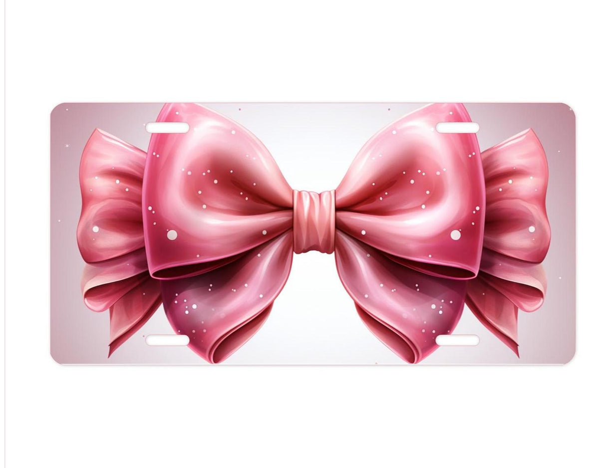 Pink Coquette Bow License Plate: Girly Car Accessory