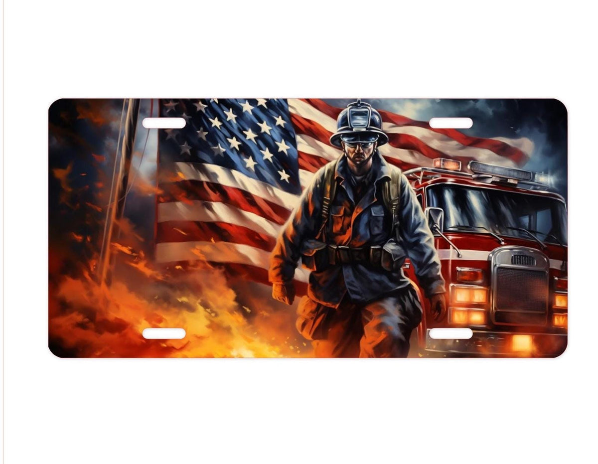 Firefighter License Plate: Heroic First Responder Car Accessory