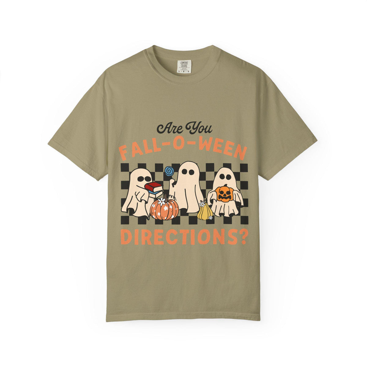 Halloween Ghost & Pumpkin T-Shirt: Unisex Garment-Dyed Fall Tee