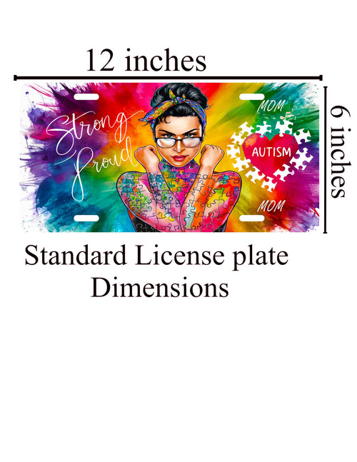 Autism Mom License Plate: Colorful Car Decor, Proud Support