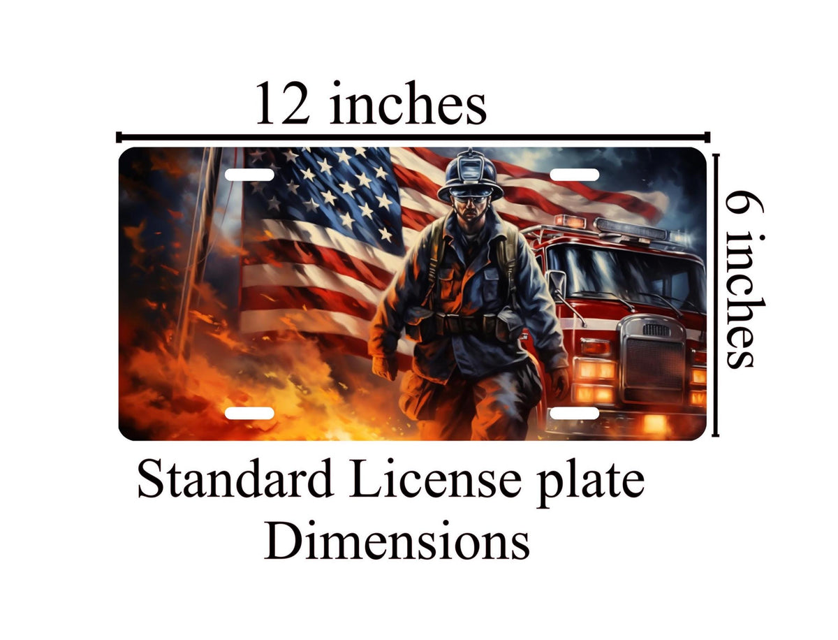 Firefighter License Plate: Heroic First Responder Car Accessory