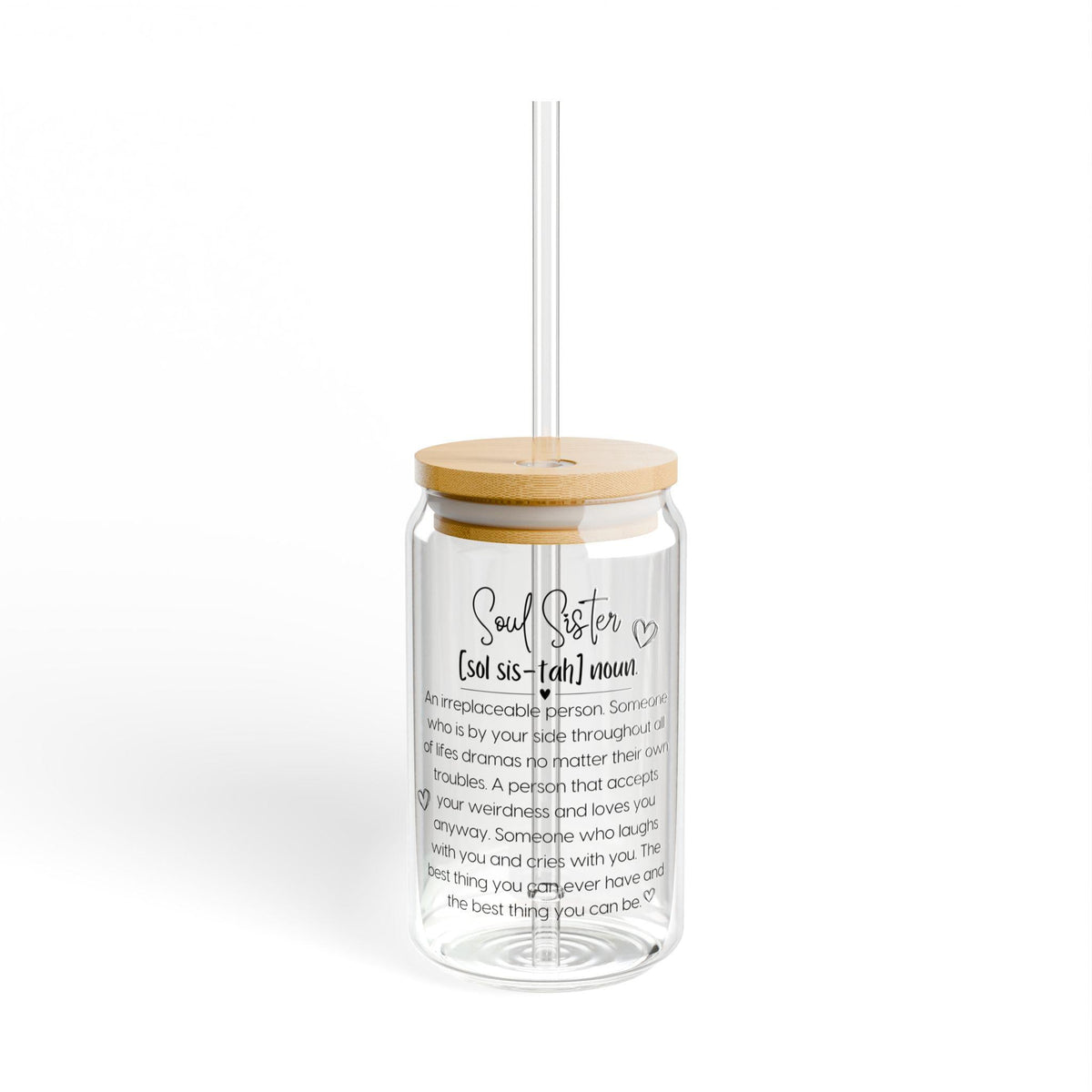 Soul Sister definition Sipper Glass | 16oz, Soul sister gift with bamboo lid and straw