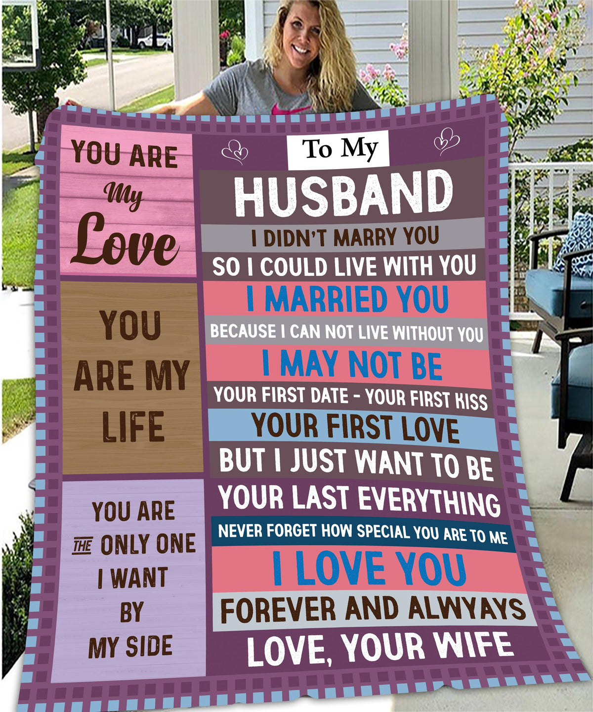 Romantic Velveteen Plush Blanket - Cozy Gift for Husband, Anniversary Keepsake, Home Decor, Love Message Blanket