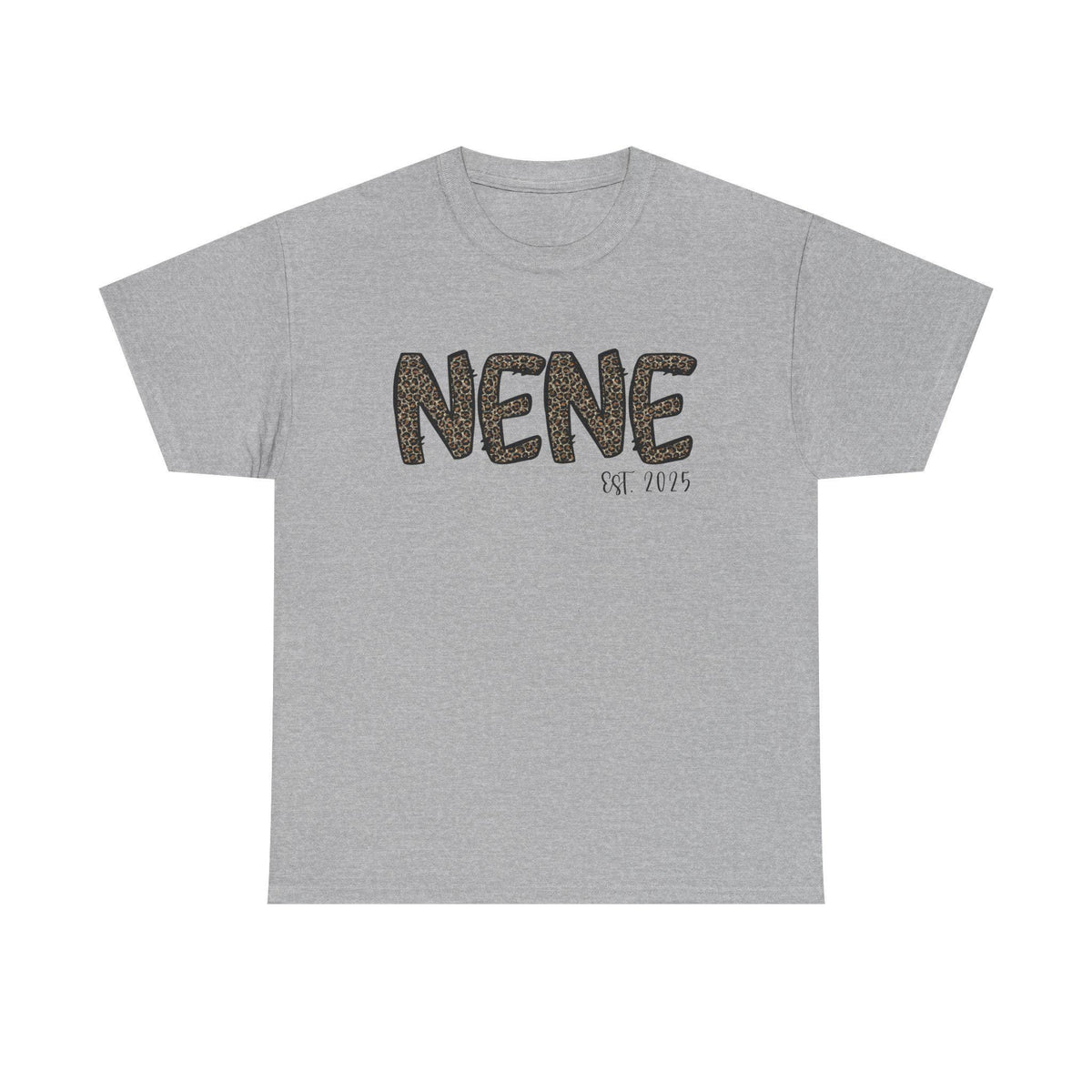 Leopard Print Nene Grandma Unisex T-Shirt, Custom Family Gift, Personalized Grandmother Shirt, Family Reunion Top, Animal Print Family Tee