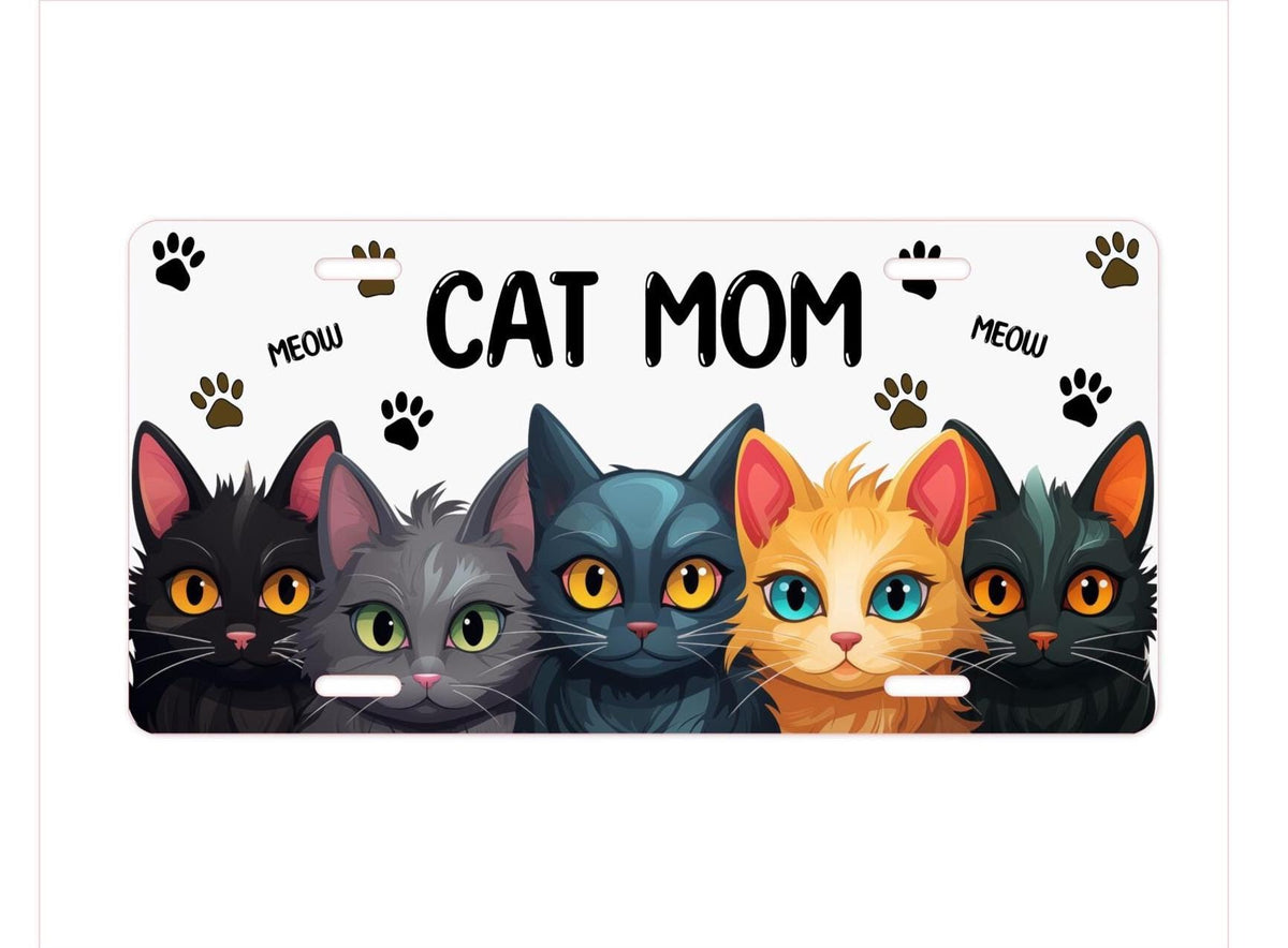 Cat Mom License Plate: Colorful Feline Accessory