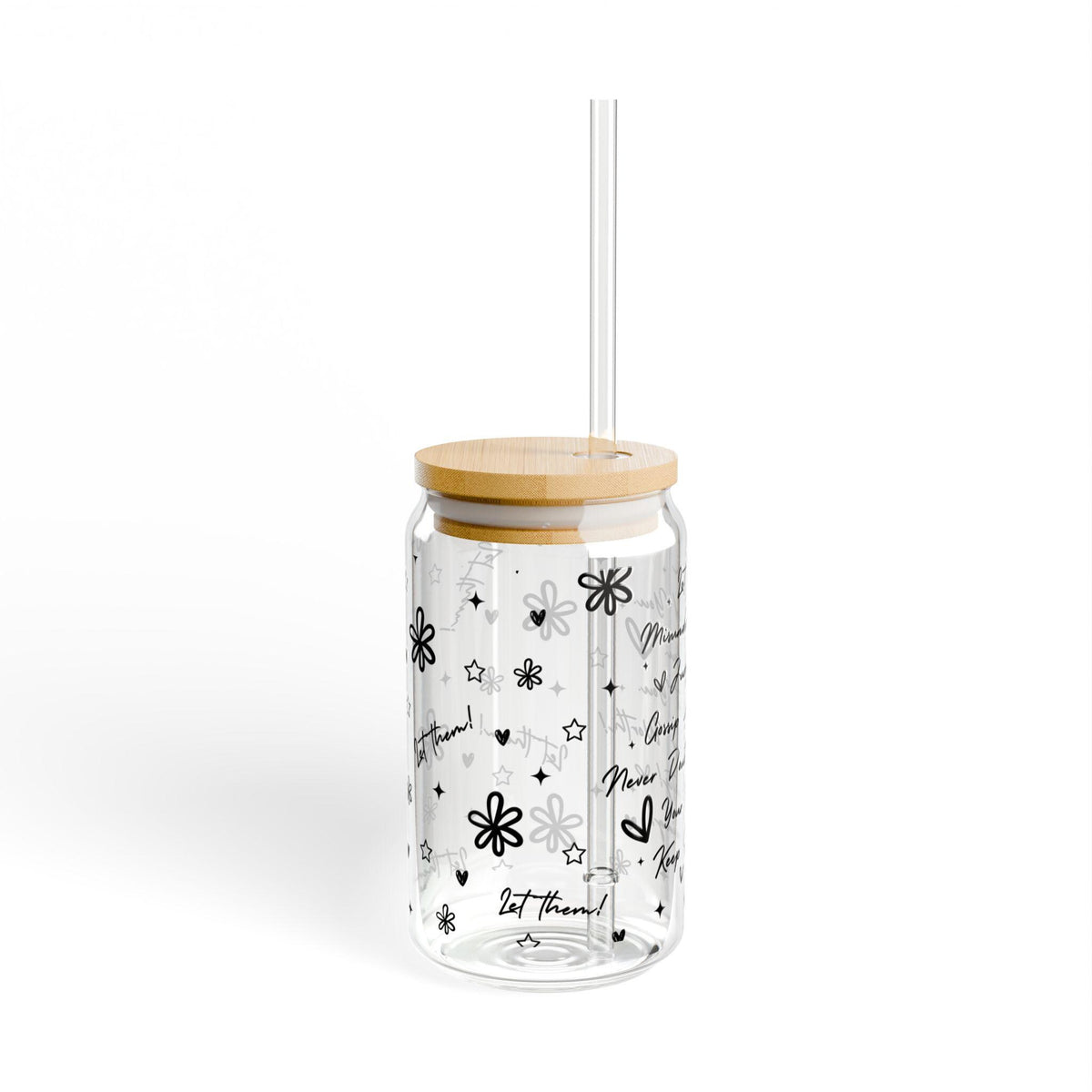 Let Them Sipper Glass 16oz | Clear Straw Tumbler with bamboo lid