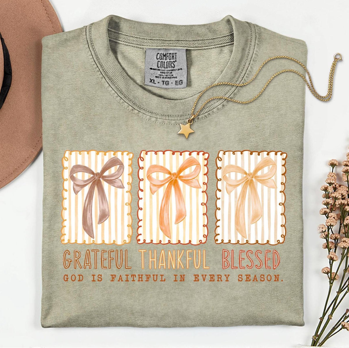 Comfort Colors Grateful Thankful Blessed Shirt: Fall Thanksgiving Tee