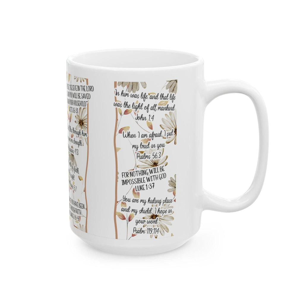 Inspirational Christian Ceramic Mug: Floral Faith-Based Coffee Cup