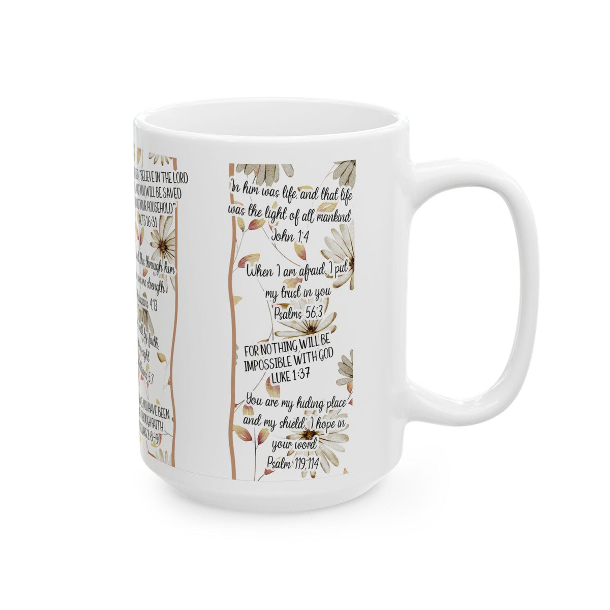 Inspirational Christian Ceramic Mug: Floral Faith-Based Coffee Cup