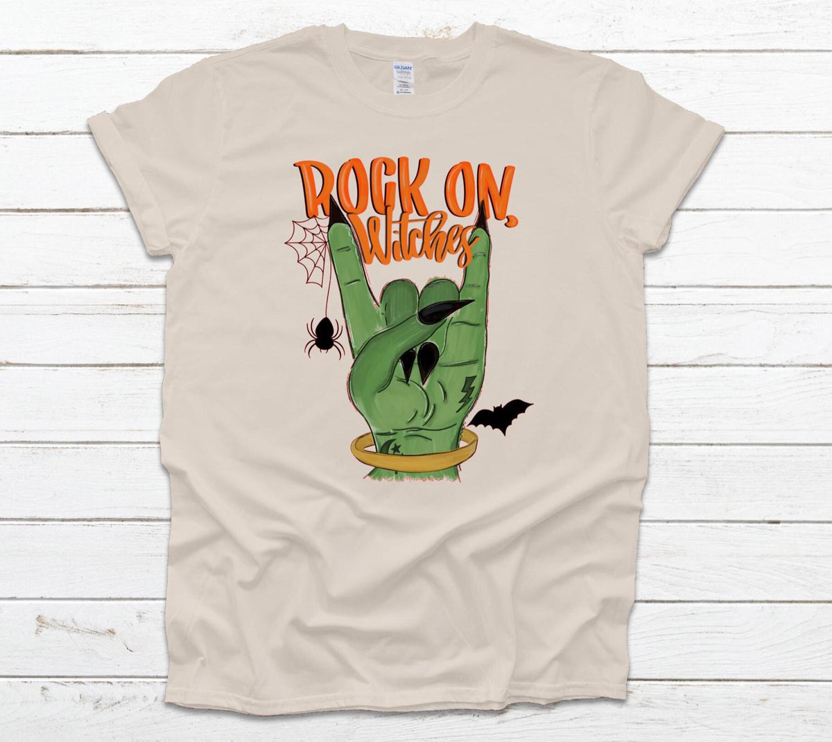 Rock On Witches Halloween Shirt: Spooky Season Polyester Tee