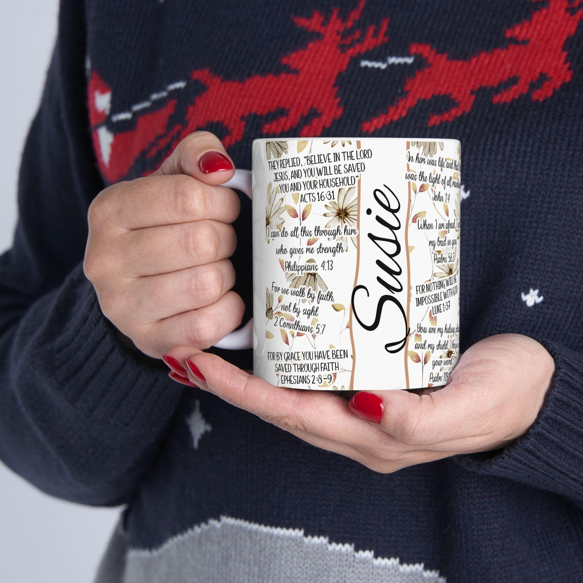 Inspirational Christian Ceramic Mug: Floral Faith-Based Coffee Cup