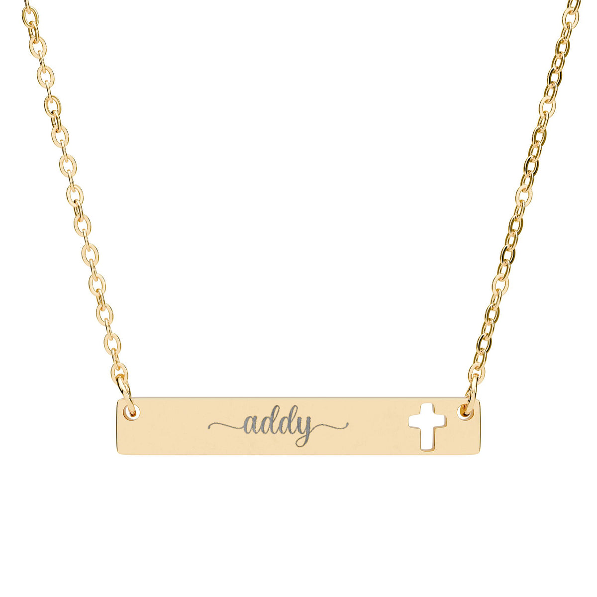 Cutout Cross Bar Necklace (Engraving)