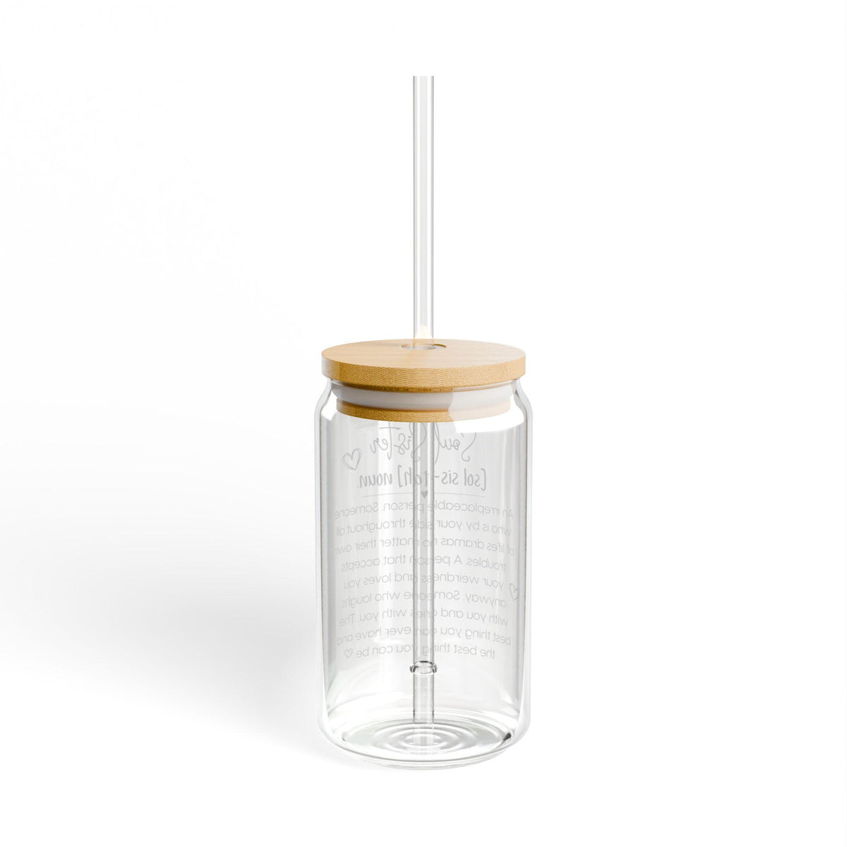 Soul Sister definition Sipper Glass | 16oz, Soul sister gift with bamboo lid and straw