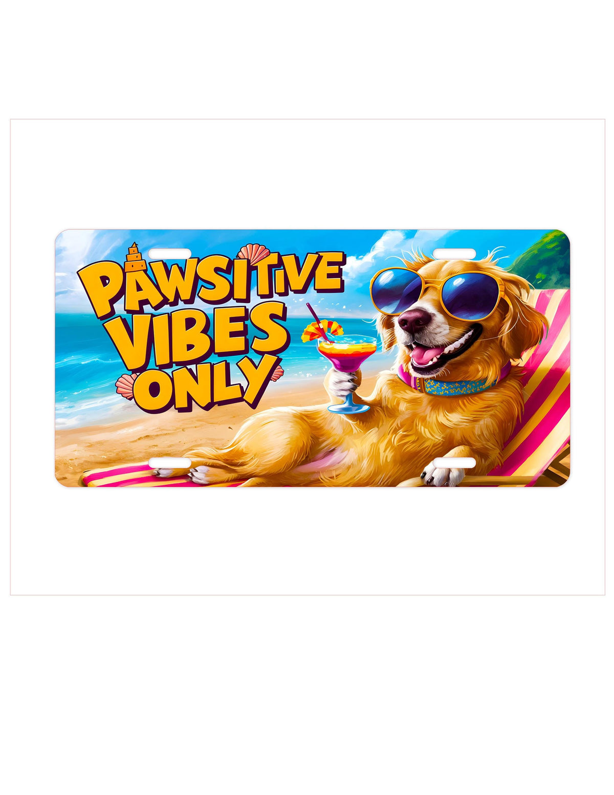 Dog Lover License Plate: Funny Car Decor, Positive Vibes Only