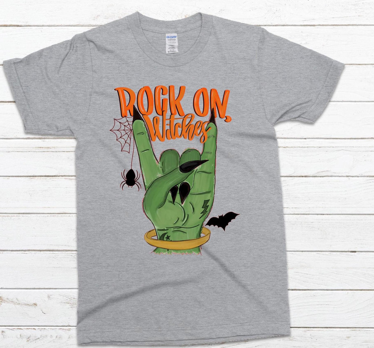 Rock On Witches Halloween Shirt: Spooky Season Polyester Tee