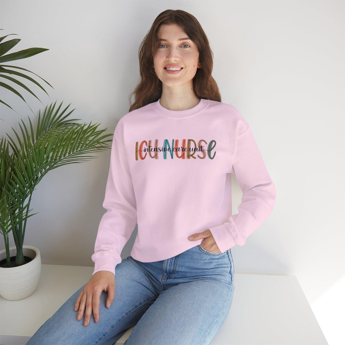 ICU Nurse Sweatshirt, Casual Nurse Gift, Unisex Cozy Crewneck, Comfortable Everyday Wear, Nursing Apparel for Her and Him
