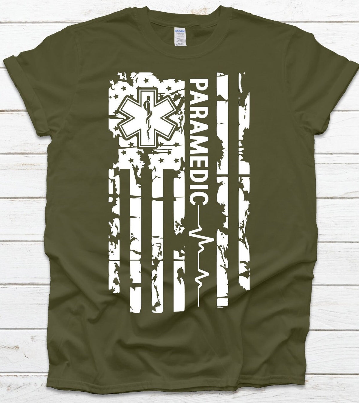 Paramedic Flag Shirt: Gildan Unisex Tee, Gift for EMT