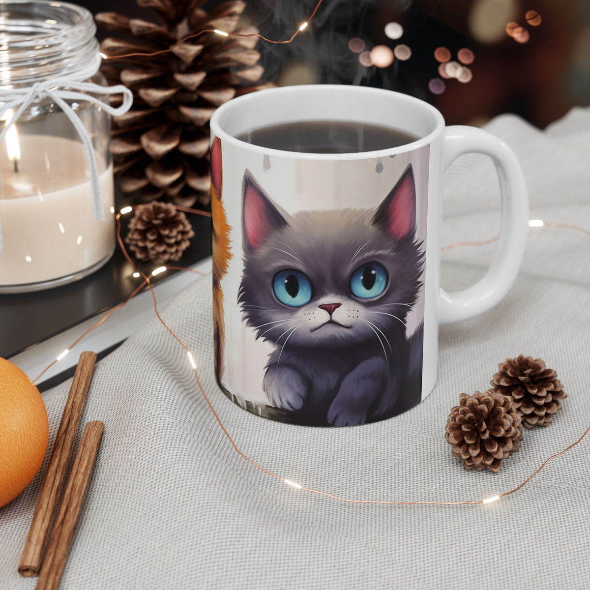 Cute Kittens Ceramic Mug | Cat Portraits Coffee Cup, Cat lover coffee cup