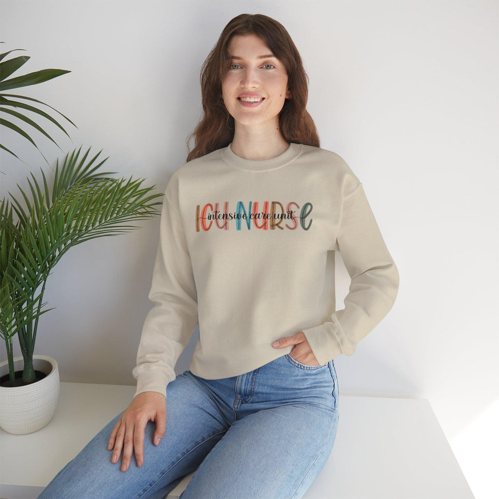 ICU Nurse Sweatshirt, Casual Nurse Gift, Unisex Cozy Crewneck, Comfortable Everyday Wear, Nursing Apparel for Her and Him
