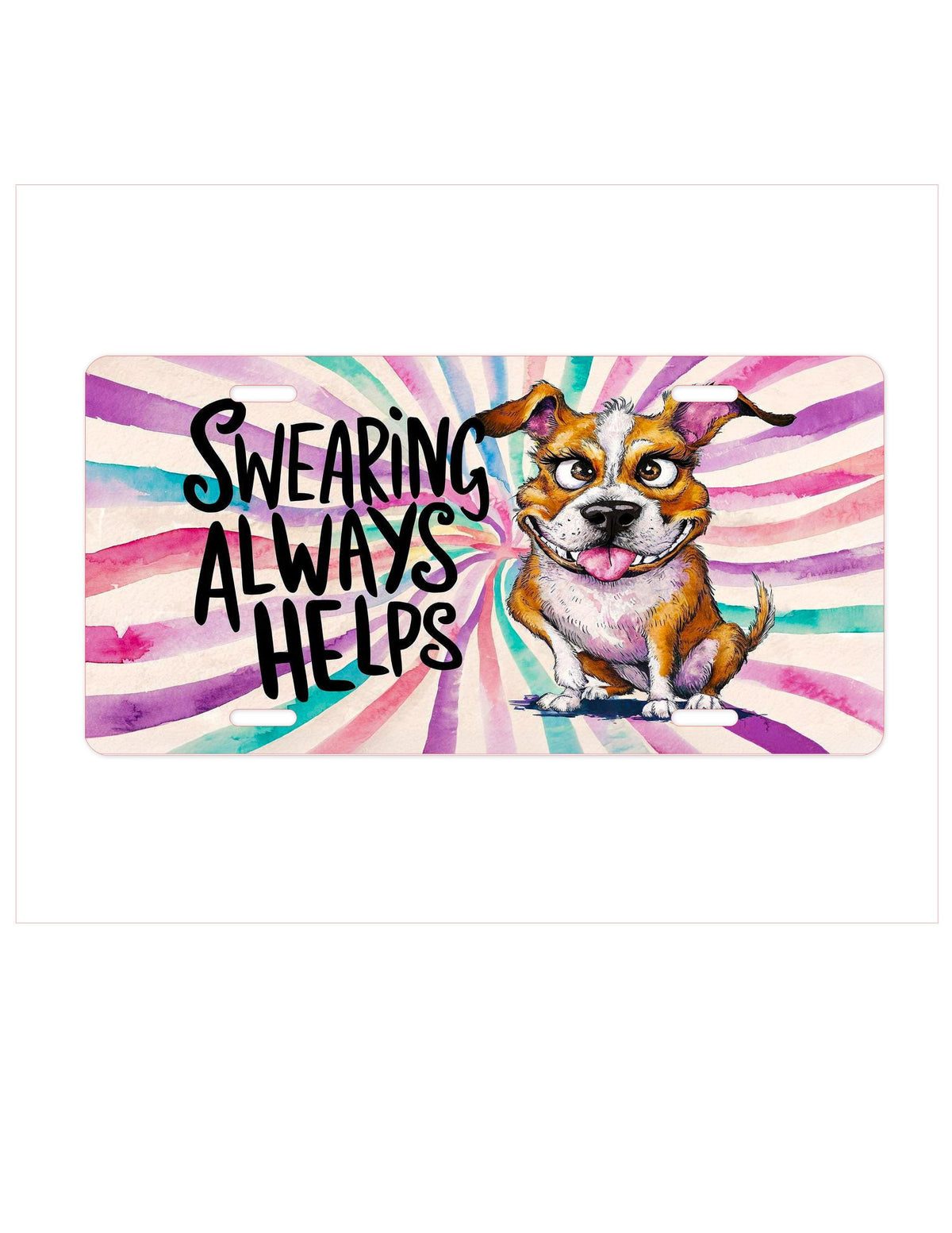 Funny Dog License Plate: Swearing Helps, Car Accessories