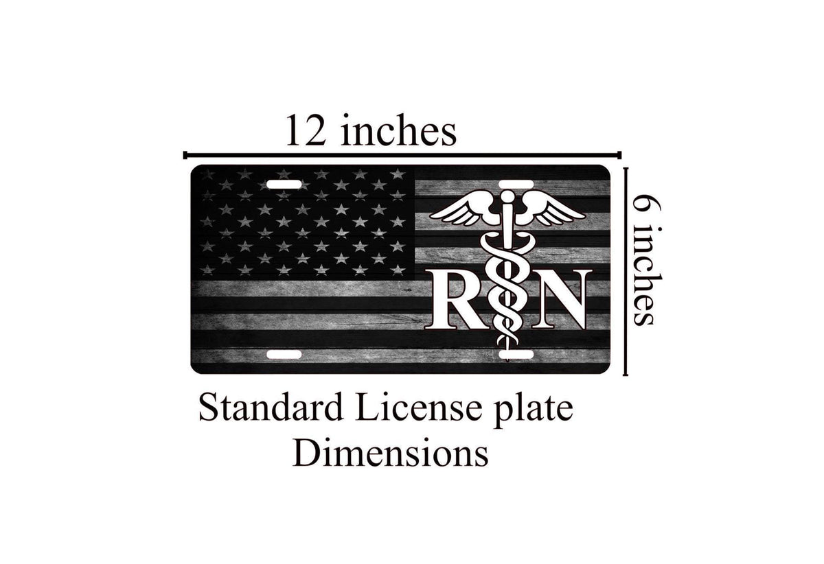 RN License Plate: Flag Design, Nurse Auto Tag