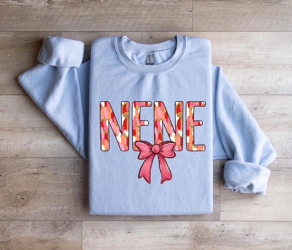 Custom Preppy NENE Sweatshirt: Croquette Bow, Personalized Name