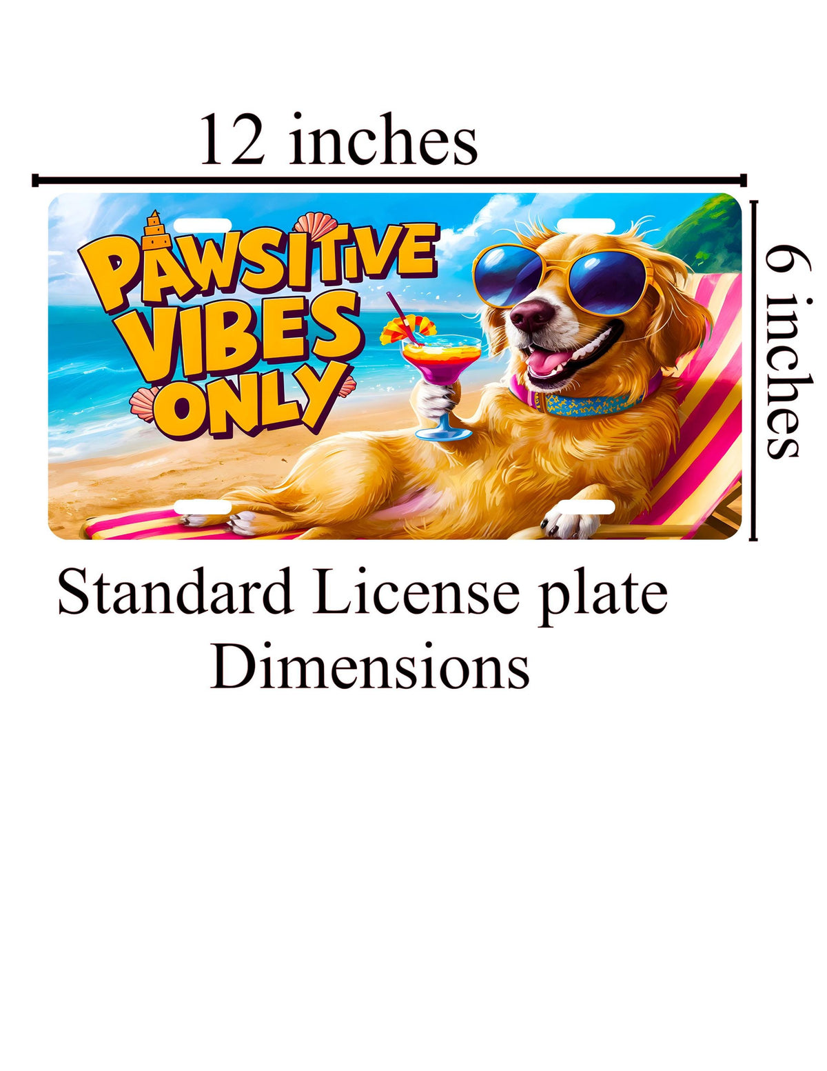 Dog Lover License Plate: Funny Car Decor, Positive Vibes Only