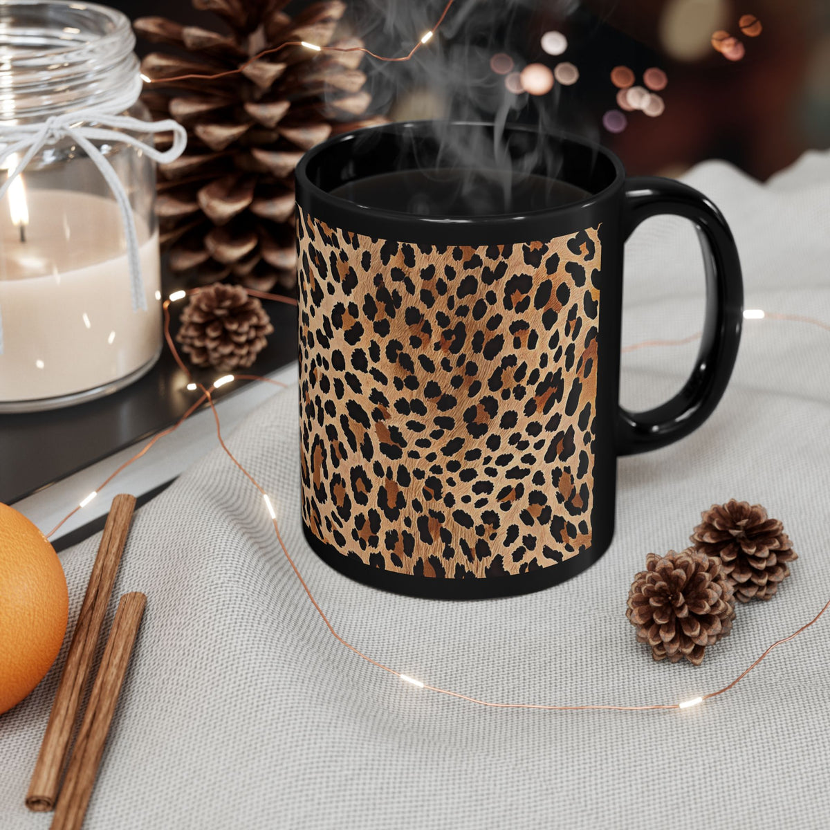 Leopard Print Coffee Mug | Black Ceramic Mug