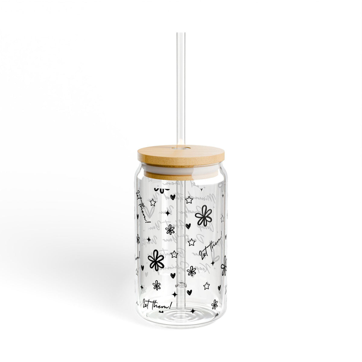 Let Them Sipper Glass 16oz | Clear Straw Tumbler with bamboo lid