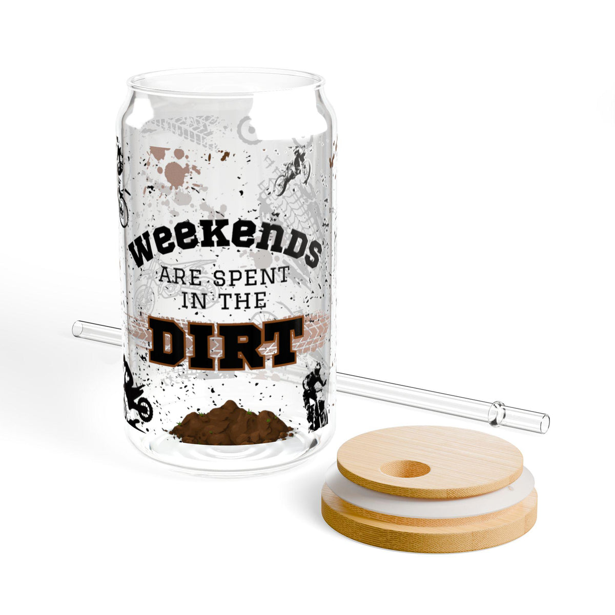 Weekends Are Spent in the Dirt Sipper Glass, gift for dad, glas with bamboo lid