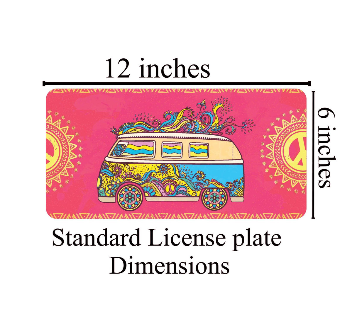 Boho License Plate: Hippie Van Car Decor