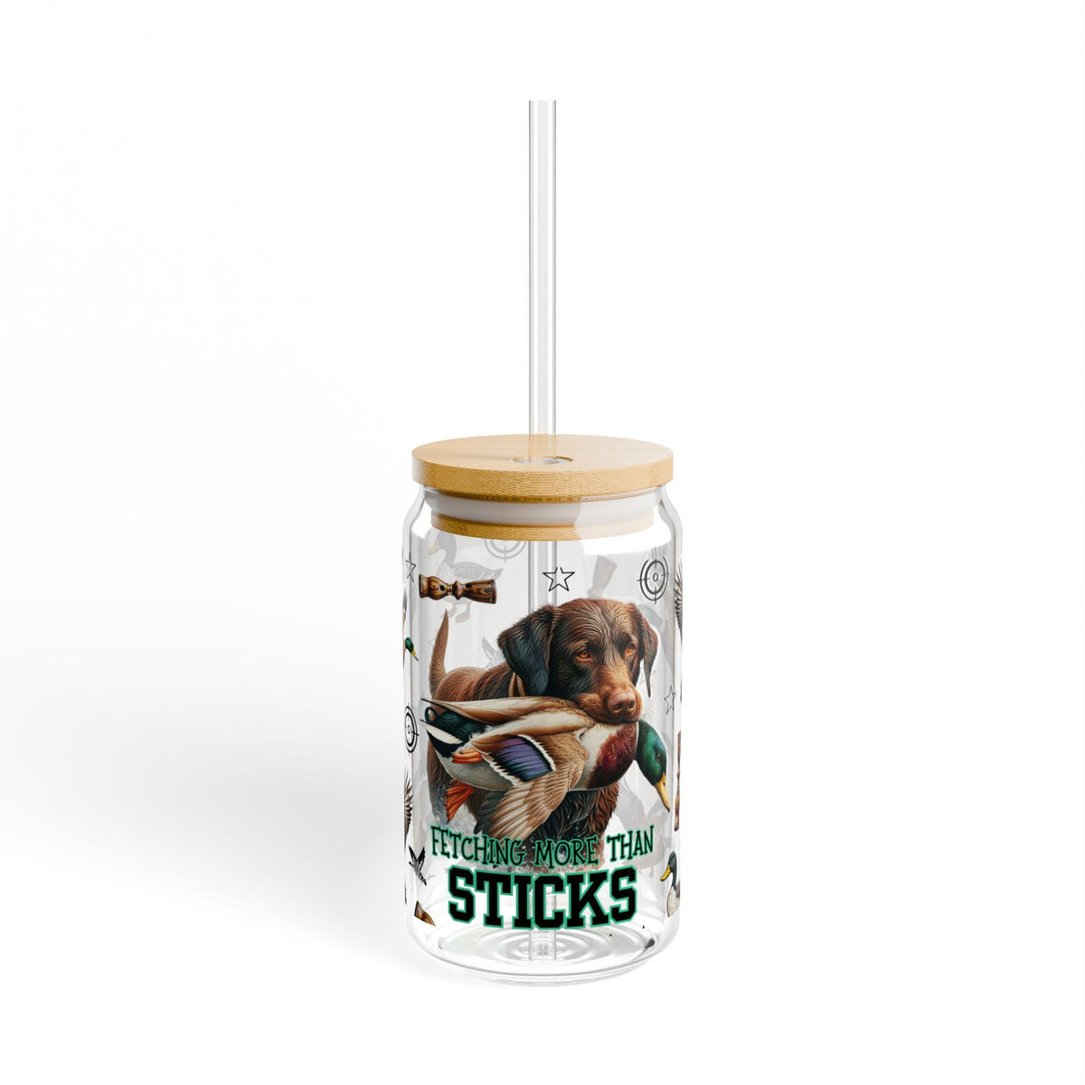 Duck Hunting Illustration Sipper Glass | 16oz, Gift for Duck hunter, Duck hunting gift
