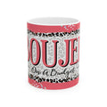 Boujee On A Budget Mug | Pink Leopard Pattern, coffee cup for girl