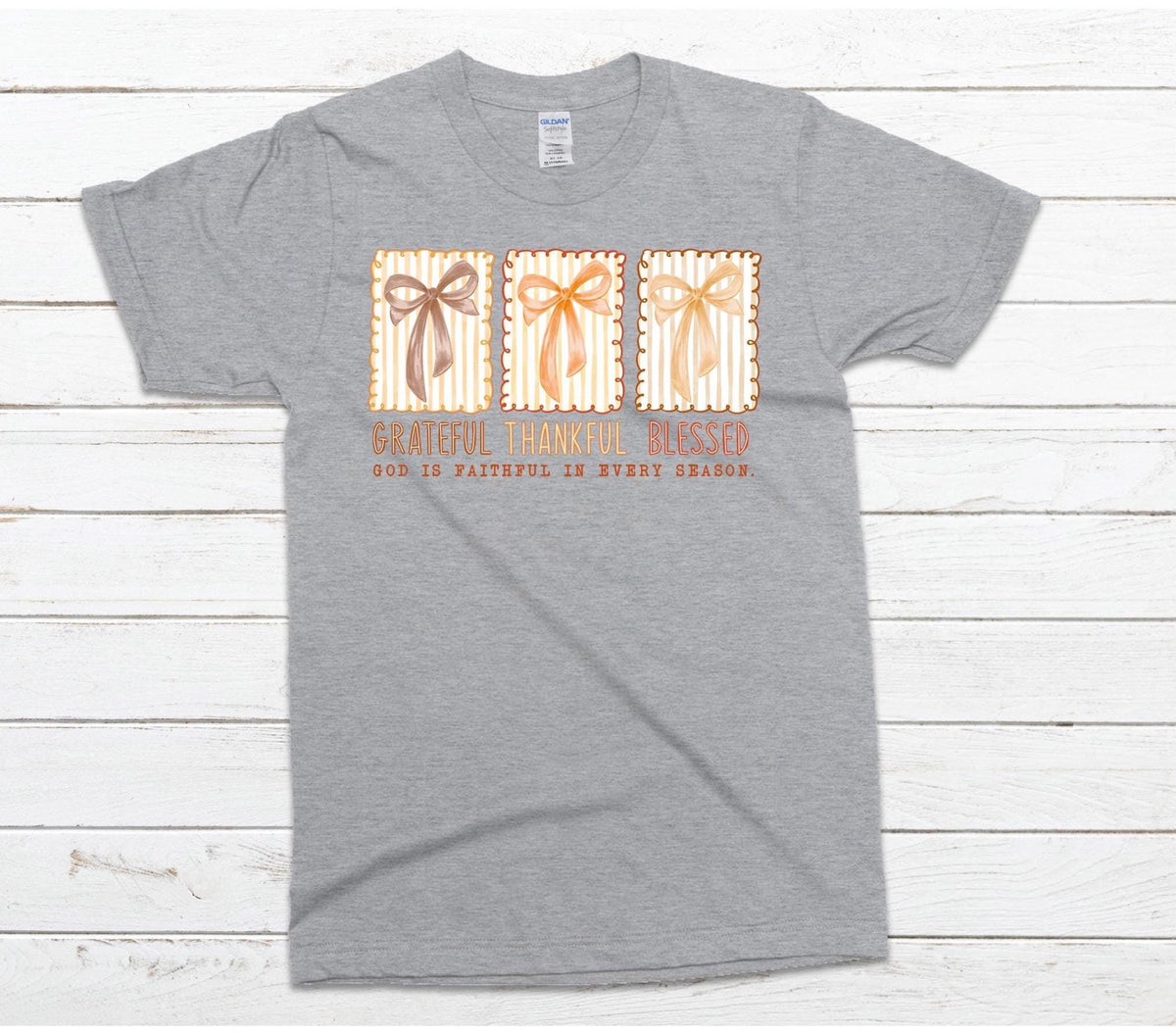Grateful Thankful Blessed T-Shirt: Inspirational Christian Fall Tee