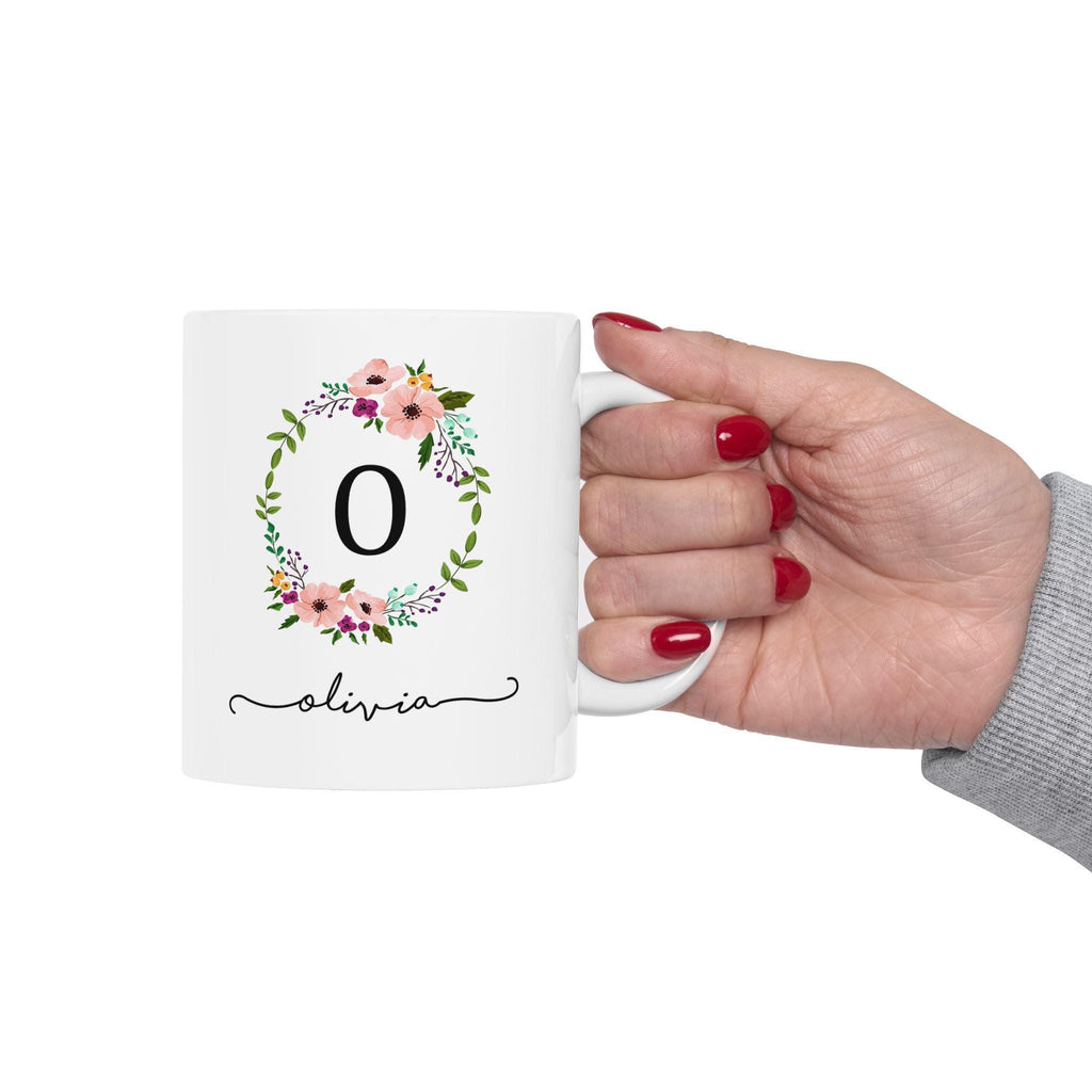 Personalized Floral Ceramic Coffee Mug: Botanical Garden Gift