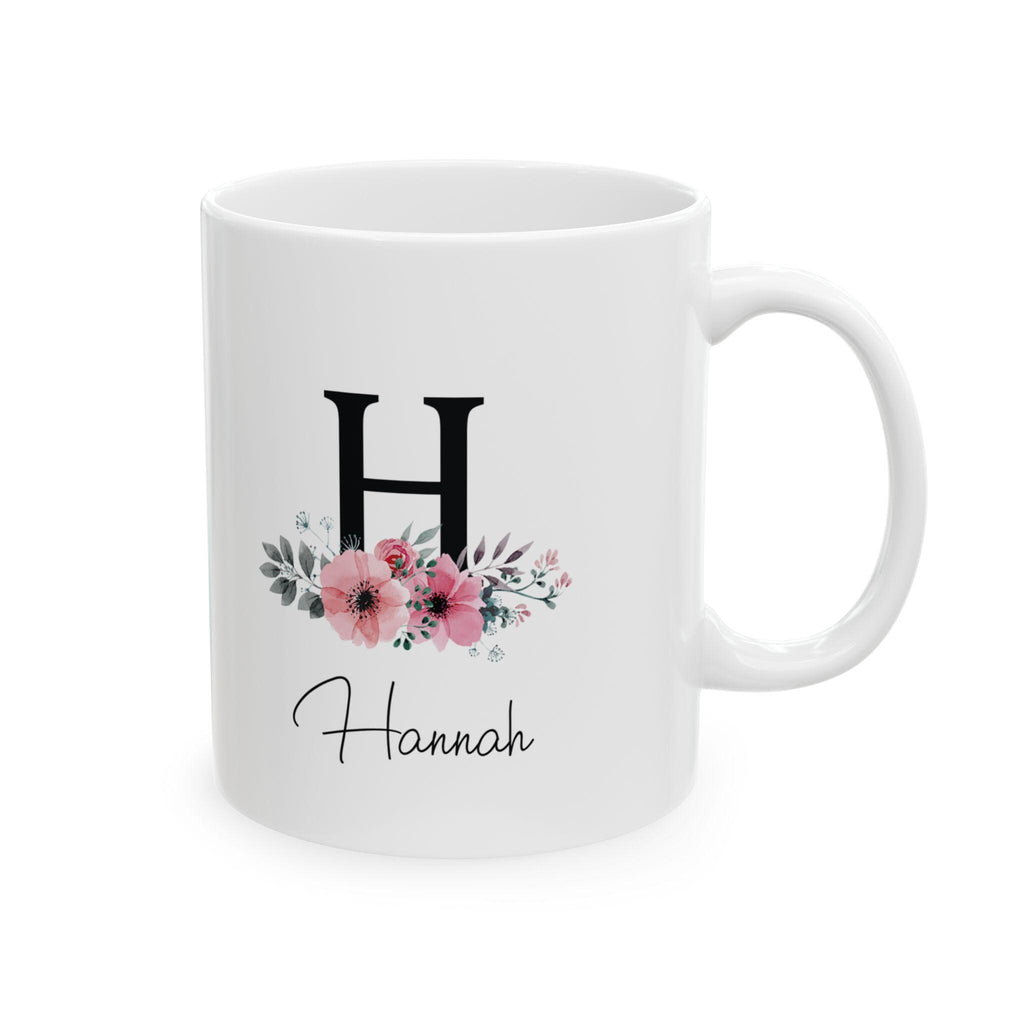 Personalized Floral Ceramic Mug: Custom Botanical Coffee Gift