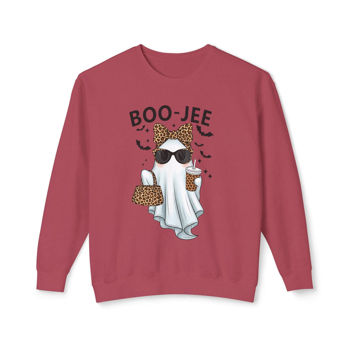 Boo-Jee Ghost Lightweight Crewneck Sweatshirt, Halloween Fashion, Cozy Fall Apparel, Ghost Lover Gift, Seasonal Style