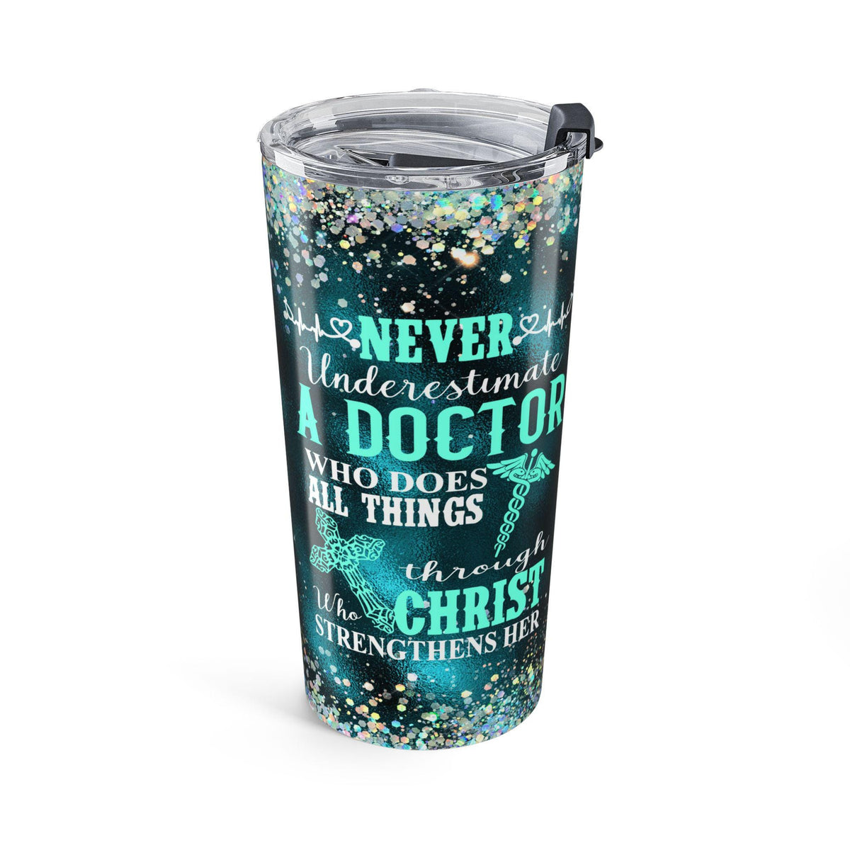Glitter Dr Travel Tumbler - Sparkly 20oz Mug, Insulated Cup, Gift for Doctor, Nurse, Medical Professional, Graduation, Christmas, Birthday