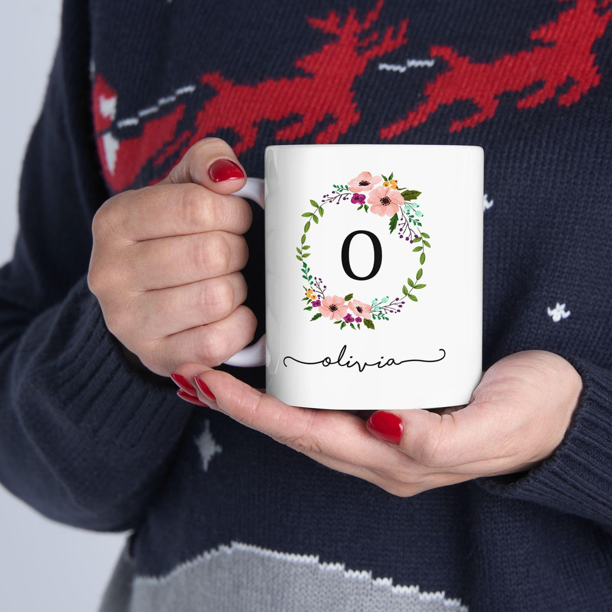 Personalized Floral Ceramic Coffee Mug: Botanical Garden Gift