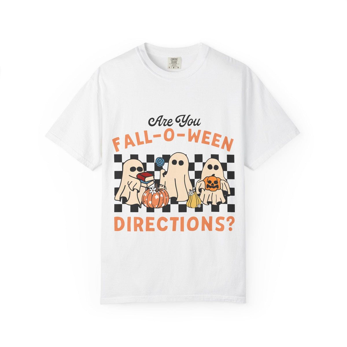 Halloween Ghost & Pumpkin T-Shirt: Unisex Garment-Dyed Fall Tee