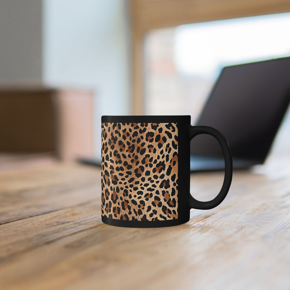 Leopard Print Coffee Mug | Black Ceramic Mug