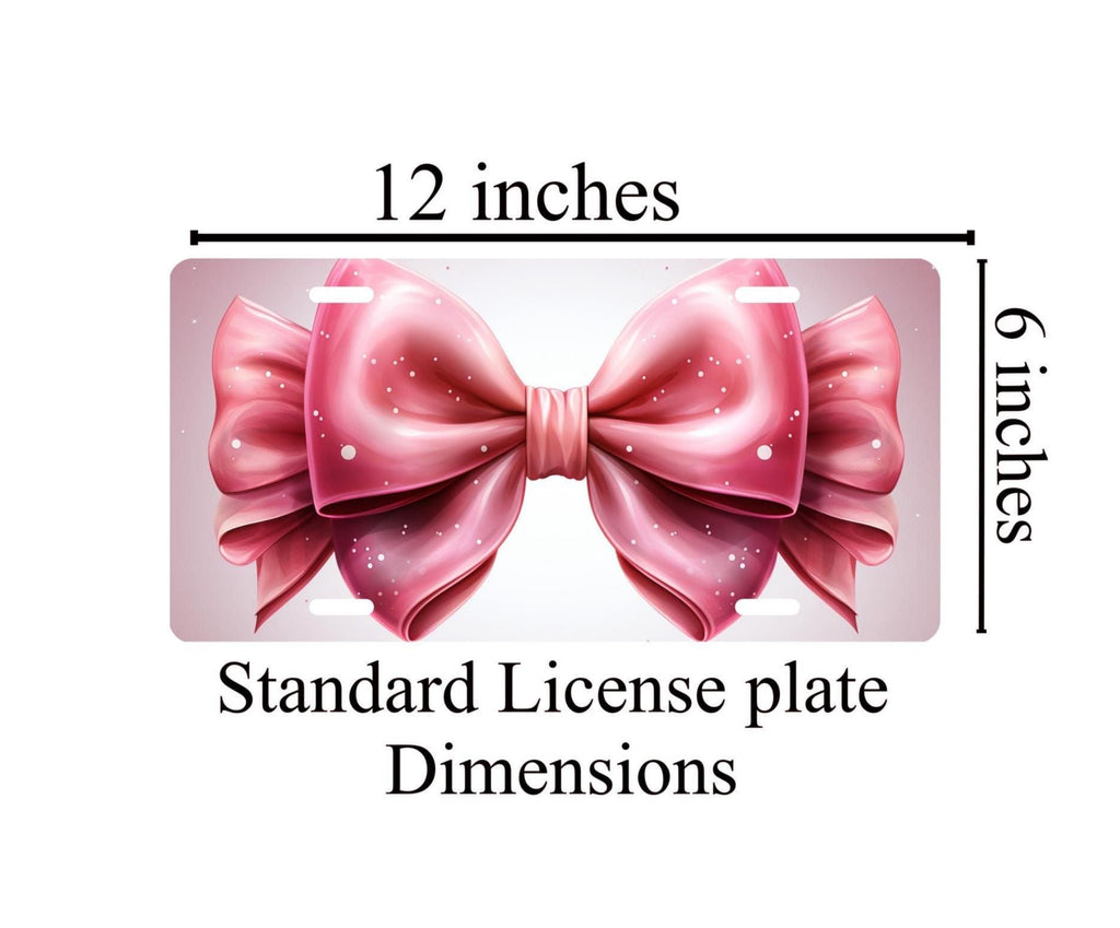 Pink Coquette Bow License Plate: Girly Car Accessory