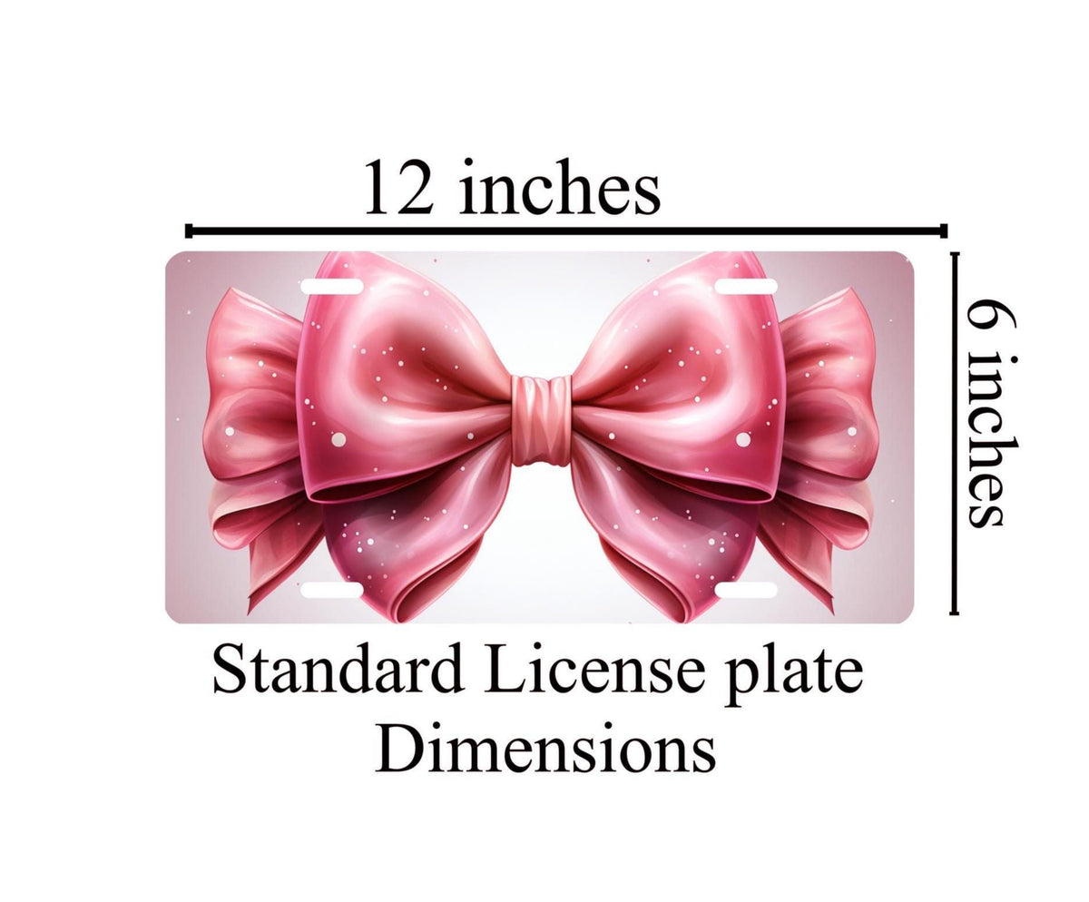 Pink Coquette Bow License Plate: Girly Car Accessory