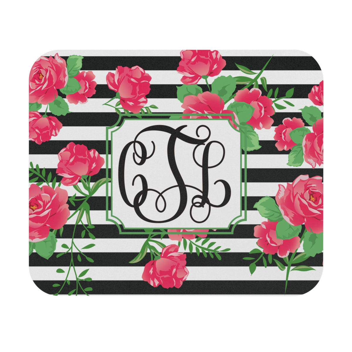 Floral Monogram Mouse Pad - Personalized Desk Accessory, Elegant Gift, Home Office Decor, Computer Mouse Mat, Office Supplies