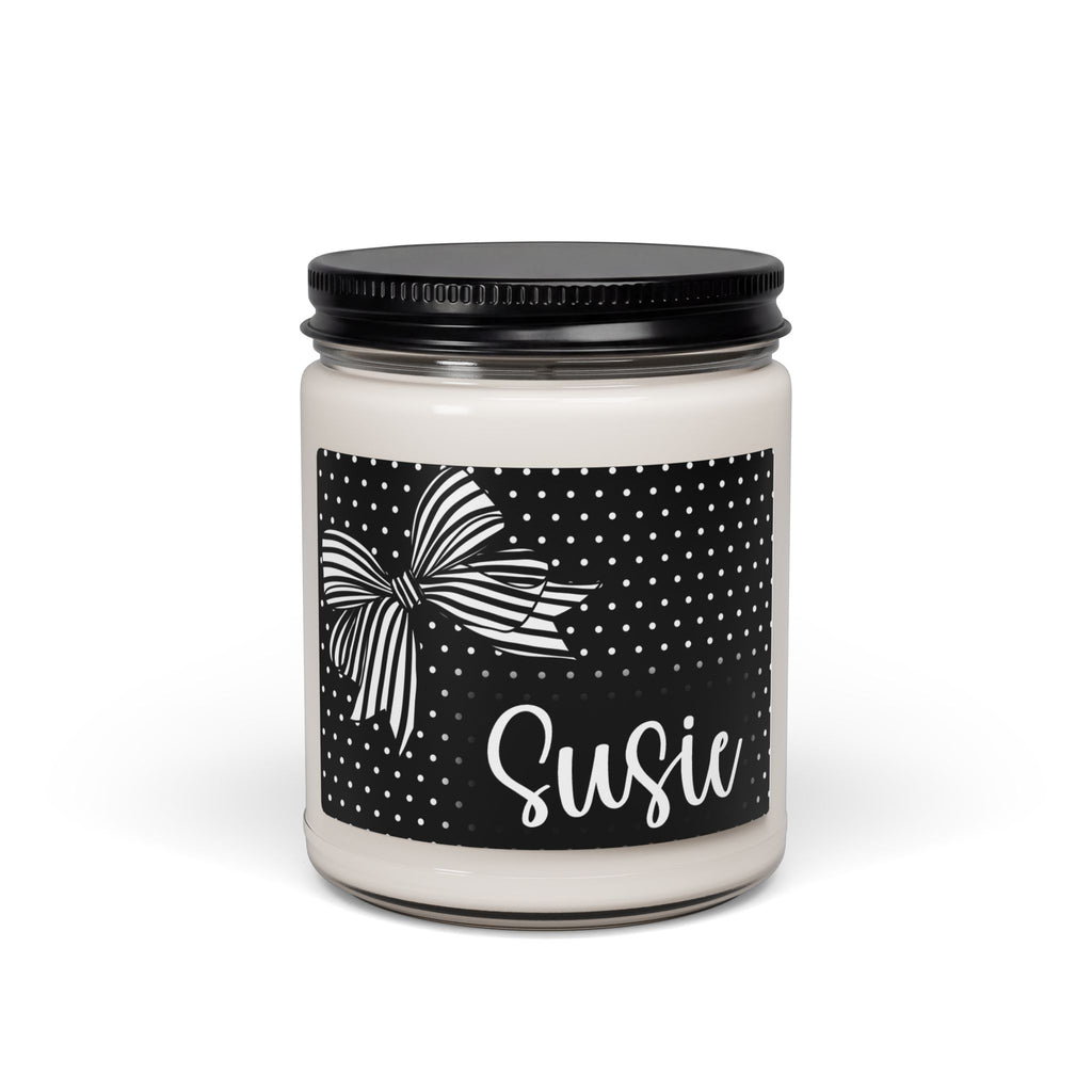 Black Polka Dot Bow Personalized Candle