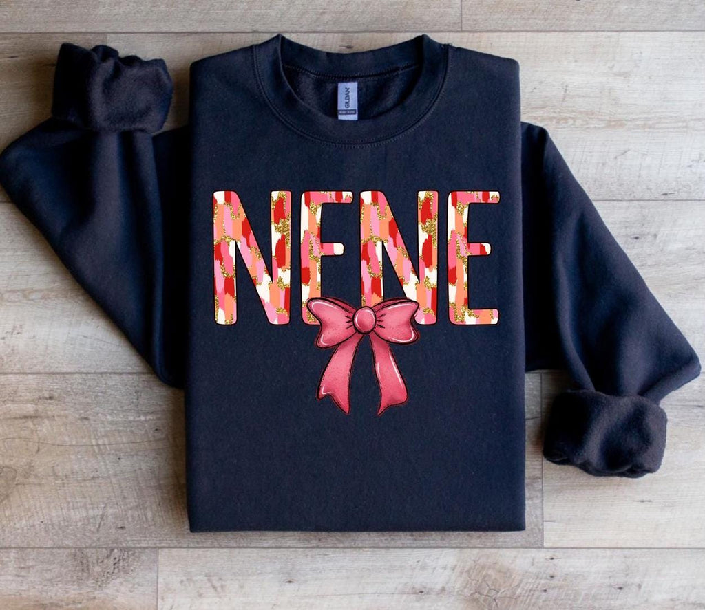 Custom Preppy NENE Sweatshirt: Croquette Bow, Personalized Name