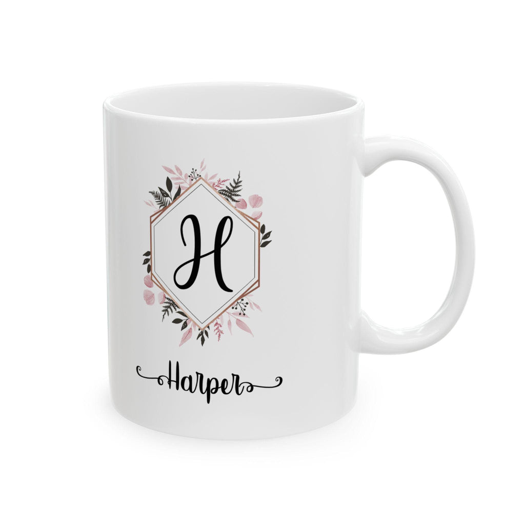 Personalized Floral Ceramic Coffee Mug: Elegant Custom Drinkware