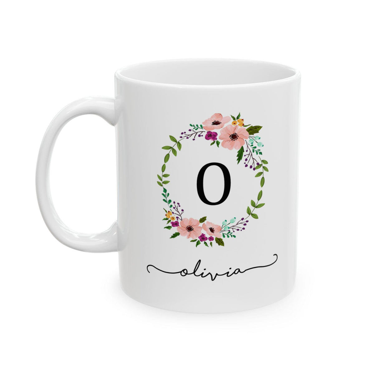 Personalized Floral Ceramic Coffee Mug: Botanical Garden Gift