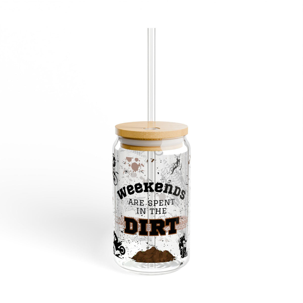 Weekends Are Spent in the Dirt Sipper Glass, gift for dad, glas with bamboo lid